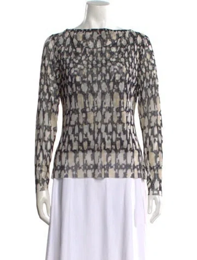 Pre-owned Misa Printed Bateau Neckline Blouse In Multi