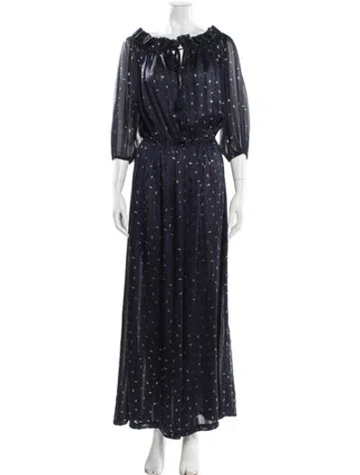 Pre-owned Misa Printed Cowl Neck Jumpsuit In Blue