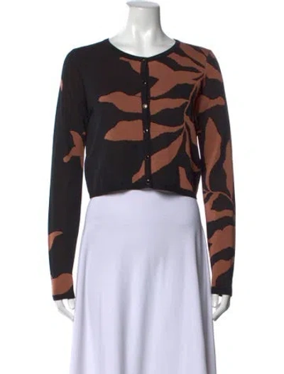 Pre-owned Misa Printed Crew Neck Top In Black