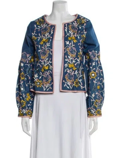 Pre-owned Misa Printed Evening Jacket In Blue