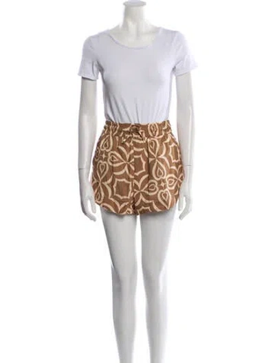 Pre-owned Misa Printed Keyhole Accent Short Set In Brown