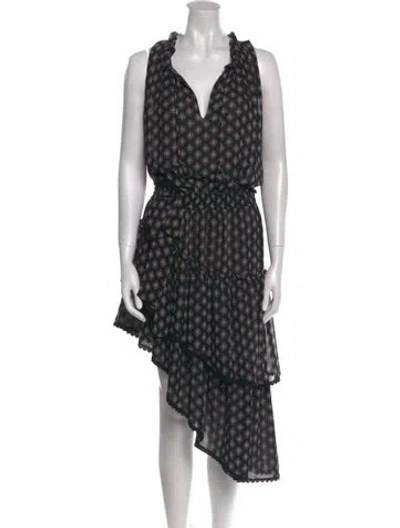 Pre-owned Misa Printed Knee-length Dress In Black