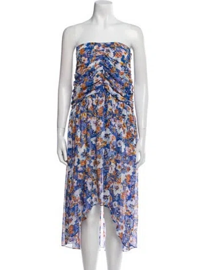Pre-owned Misa Printed Knee-length Dress In Blue