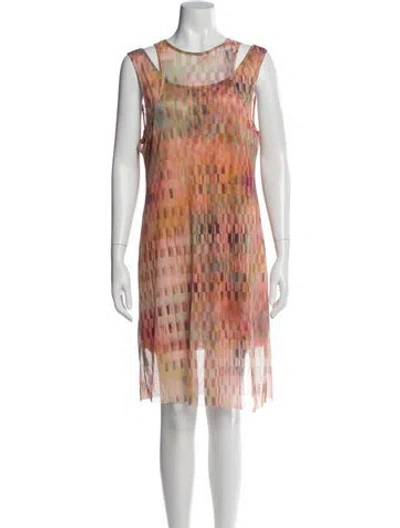 Pre-owned Misa Printed Knee-length Dress In Pink
