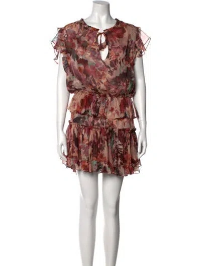 Pre-owned Misa Printed Knee-length Dress In Purple