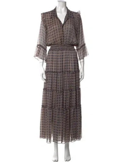 Pre-owned Misa Printed Long Dress