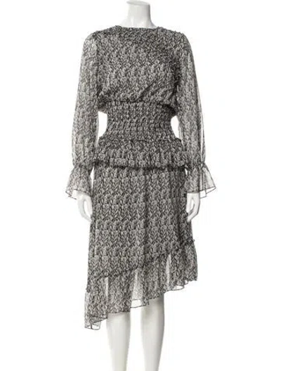 Pre-owned Misa Printed Long Dress In Black