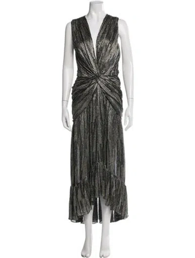 Pre-owned Misa Printed Long Dress In Black