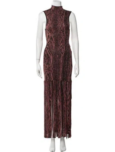 Pre-owned Misa Printed Long Dress In Black