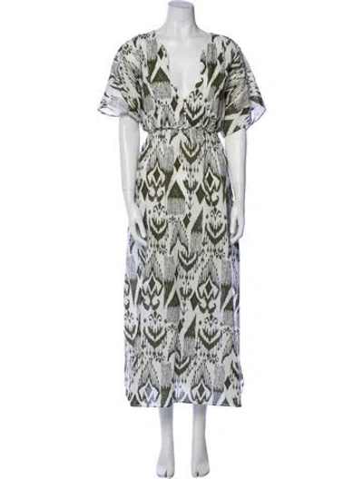 Pre-owned Misa Printed Long Dress In Blue