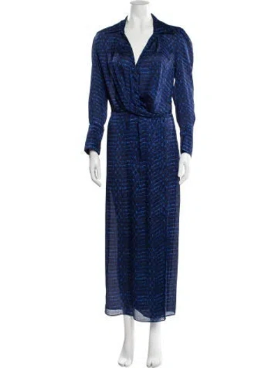 Pre-owned Misa Printed Long Dress In Blue