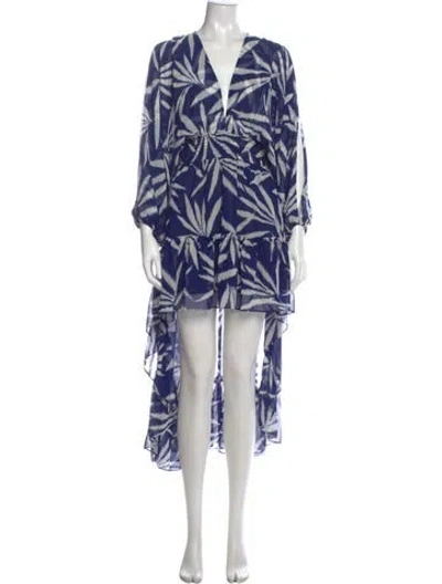 Pre-owned Misa Printed Long Dress In Blue