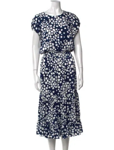 Pre-owned Misa Printed Long Dress In Blue/white