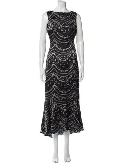 Pre-owned Misa Printed Long Dress In Gray
