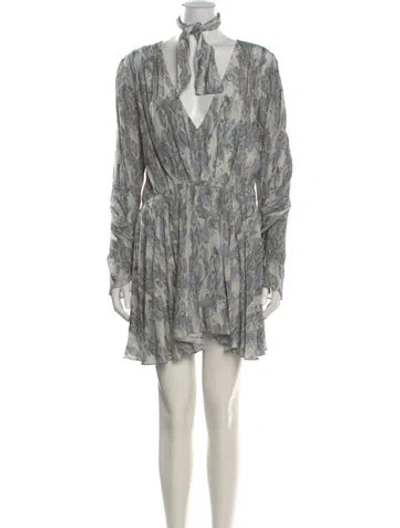 Pre-owned Misa Printed Long Dress In Gray