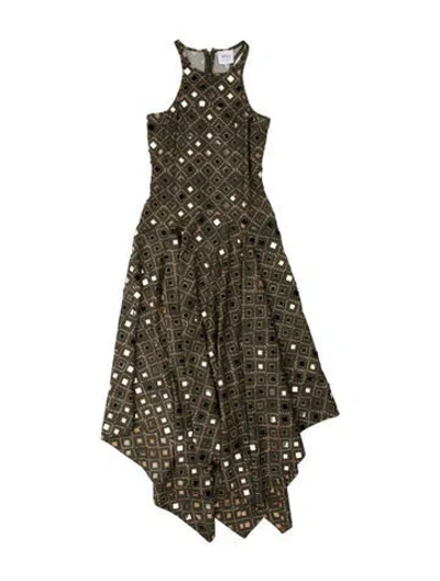 Pre-owned Misa Printed Long Dress In Green