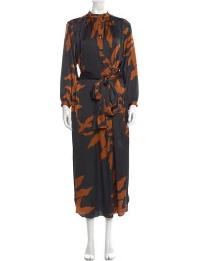 Pre-owned Misa Printed Long Dress In Multi
