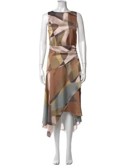 Pre-owned Misa Printed Long Dress In Multi