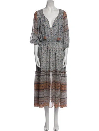Pre-owned Misa Printed Long Dress In Multi