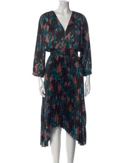 Pre-owned Misa Printed Long Dress In Multi