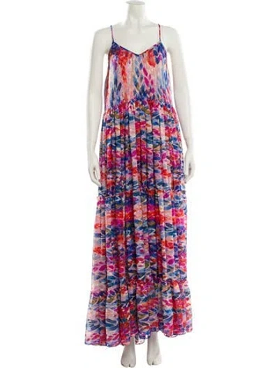 Pre-owned Misa Printed Long Dress In Multi