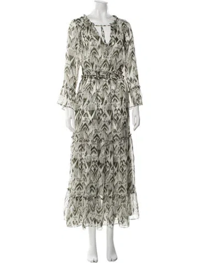Pre-owned Misa Printed Long Dress In Multi