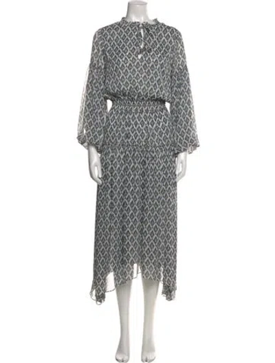 Pre-owned Misa Printed Long Dress In Multi