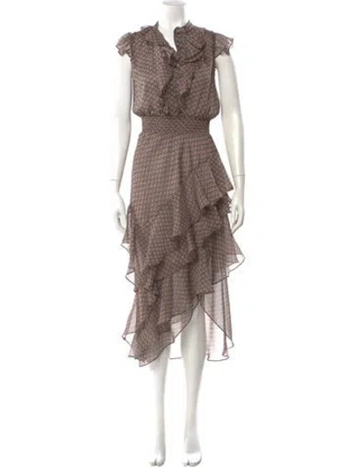 Pre-owned Misa Printed Long Dress In Multi