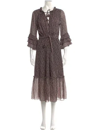 Pre-owned Misa Printed Long Dress In Multi