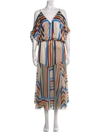 Pre-owned Misa Printed Long Dress In Multi