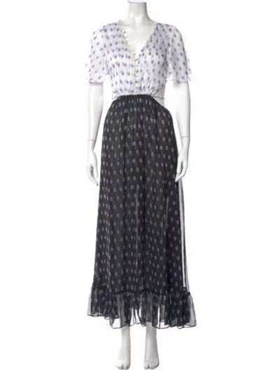 Pre-owned Misa Printed Long Dress In Multi