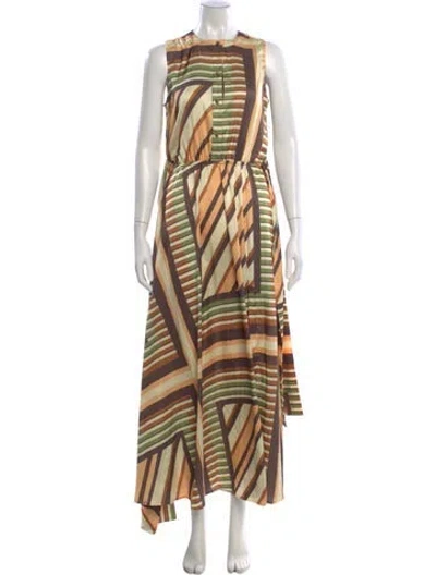 Pre-owned Misa Printed Long Dress In Multi