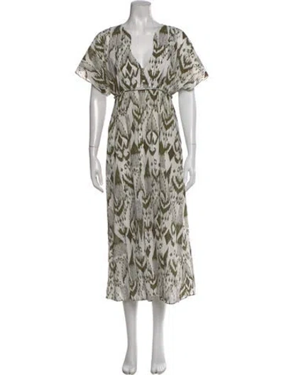 Pre-owned Misa Printed Long Dress In Multi