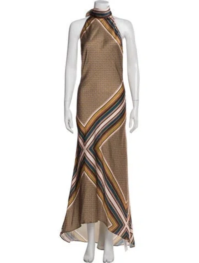 Pre-owned Misa Printed Long Dress In Multi