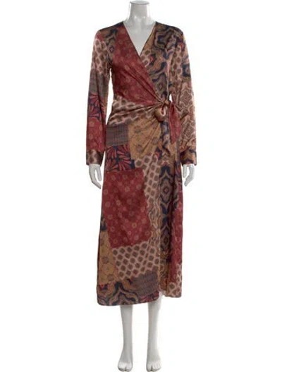 Pre-owned Misa Printed Long Dress In Multi