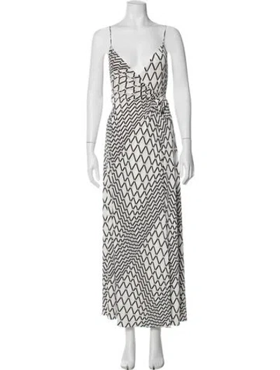 Pre-owned Misa Printed Long Dress In Multi