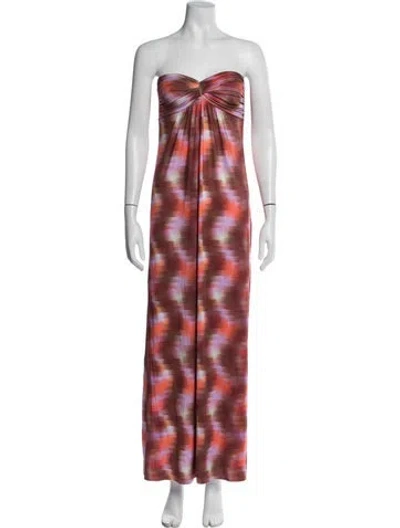 Pre-owned Misa Printed Long Dress In Multi