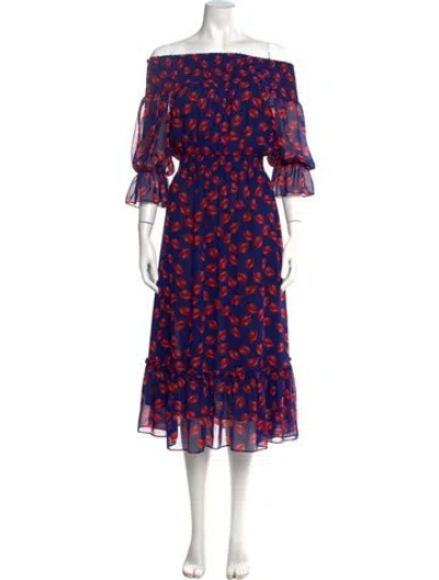 Pre-owned Misa Printed Long Dress In Multi