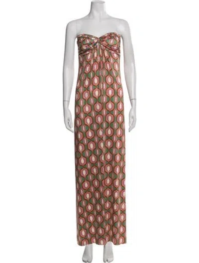 Pre-owned Misa Printed Long Dress In Multi
