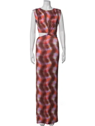 Pre-owned Misa Printed Long Dress In Multi
