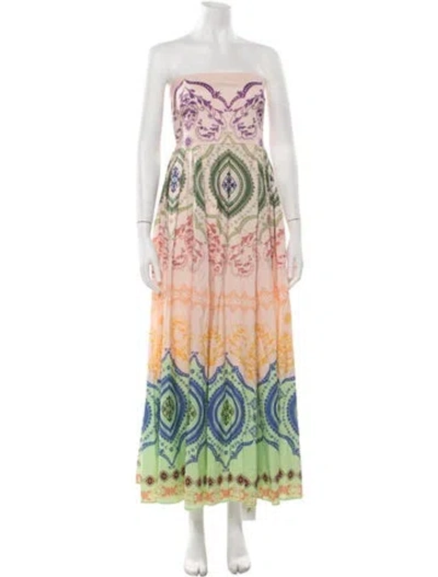 Pre-owned Misa Printed Long Dress In Multicolor