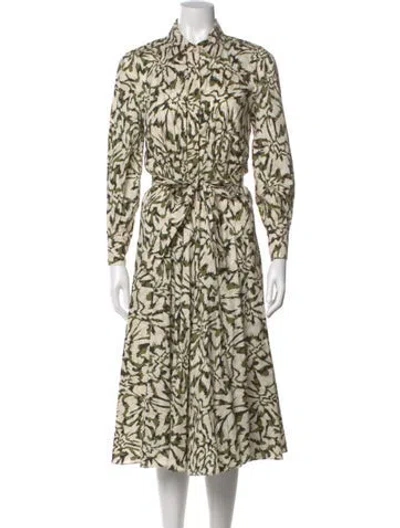 Pre-owned Misa Printed Long Dress In Neutral