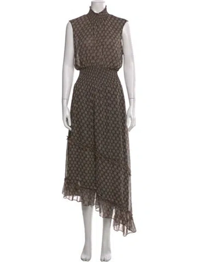 Pre-owned Misa Printed Long Dress In Neutral