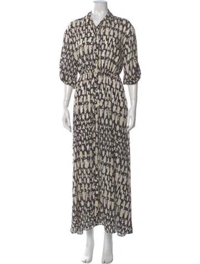 Pre-owned Misa Printed Long Dress In Neutral