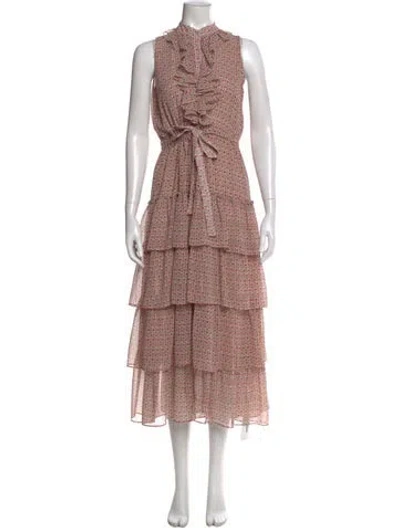 Pre-owned Misa Printed Long Dress In Neutrals