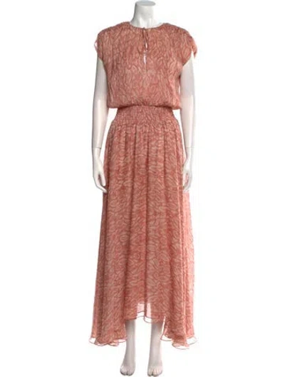 Pre-owned Misa Printed Long Dress In Pink