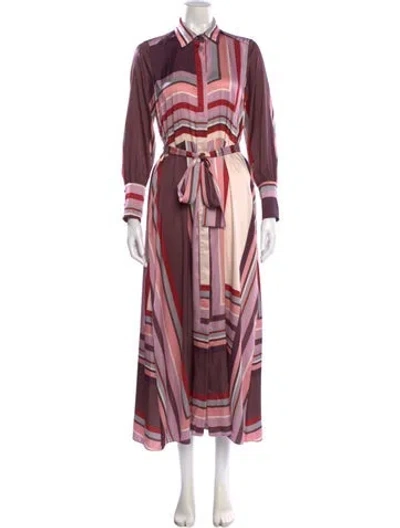 Pre-owned Misa Printed Long Dress In Pink