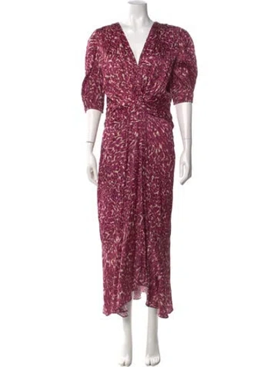 Pre-owned Misa Printed Long Dress In Pink