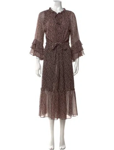 Pre-owned Misa Printed Long Dress In Pink