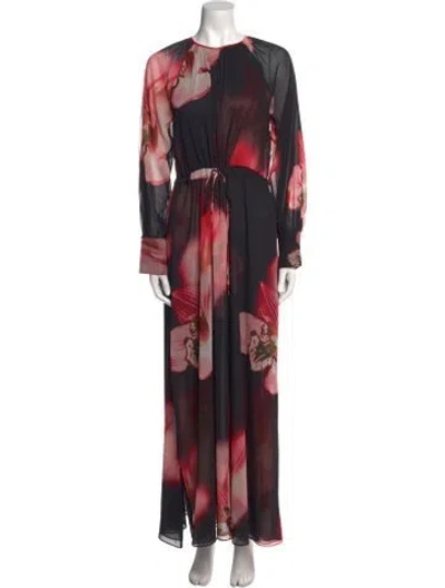 Pre-owned Misa Printed Long Dress W/ Tags In Black